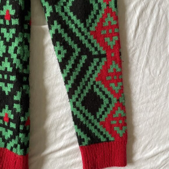 Ugly Christmas Sweater With Llama Wearing Sunglasses & Bells Red Green Black Acr - Picture 6 of 9